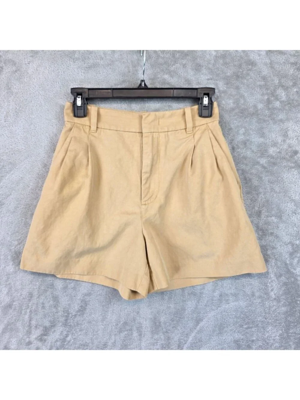 Madewell Shorts Womens 00 Beige Linen Blend Pleated Chino Twill High Rise Casual